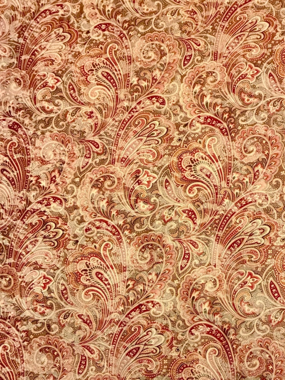 Paisley Curtain Panels Pair Burgundy Olive Green Light Gold 86” X 40” Each - Picture 3 of 11